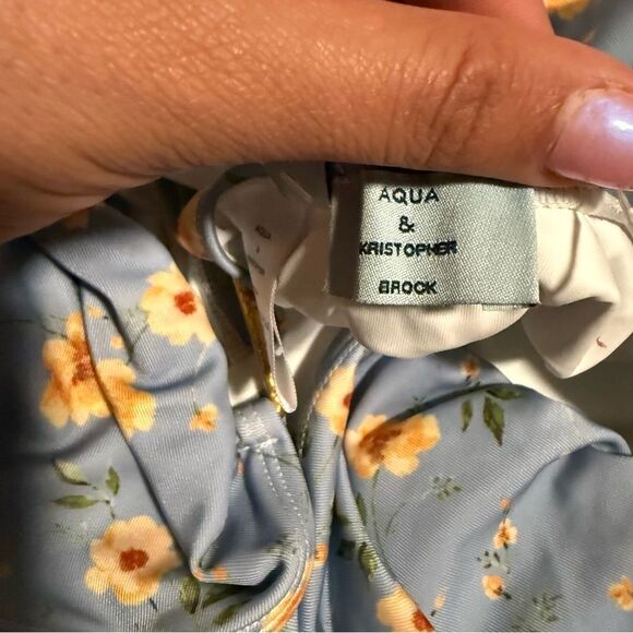 NWT Aqua x Kristopher Brock Floral Blue One Piece Swimsuit- Size Medium - Picture 7 of 10